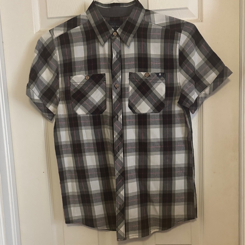 Lucky Brand Kids Plaid Button-Down Shirt - Black, White, Gray, Red